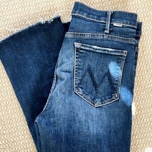 MOTHER The Hustler Fray Ankle Bootcut Jeans
